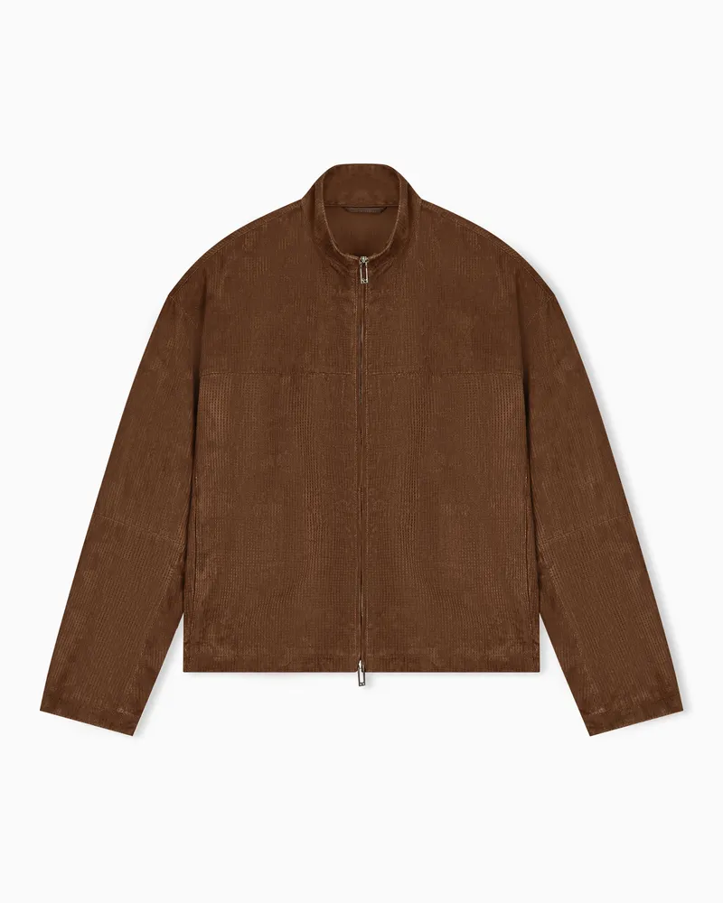 Emporio Armani Perforated goat's suede blouson Beige