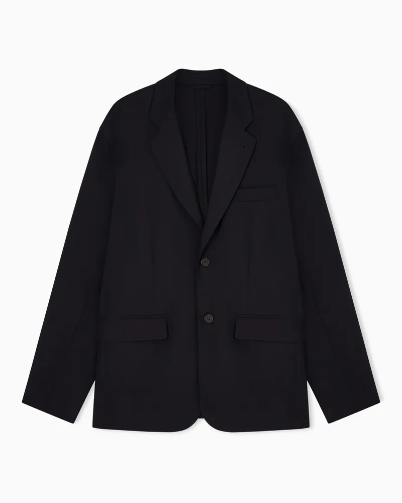 Emporio Armani Single-breasted blazer in cool wool Travel Essential Marineblau