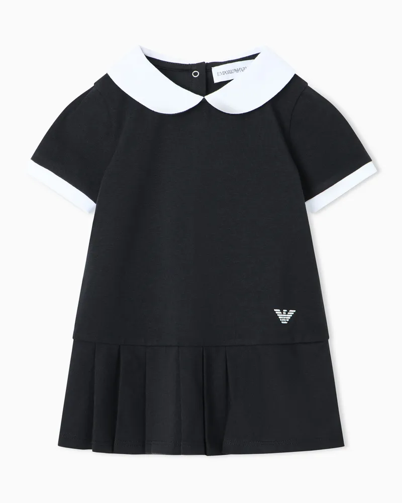 Emporio Armani Kleid aus Jersey mit Claudine-Kragen und Faltenrock Marineblau