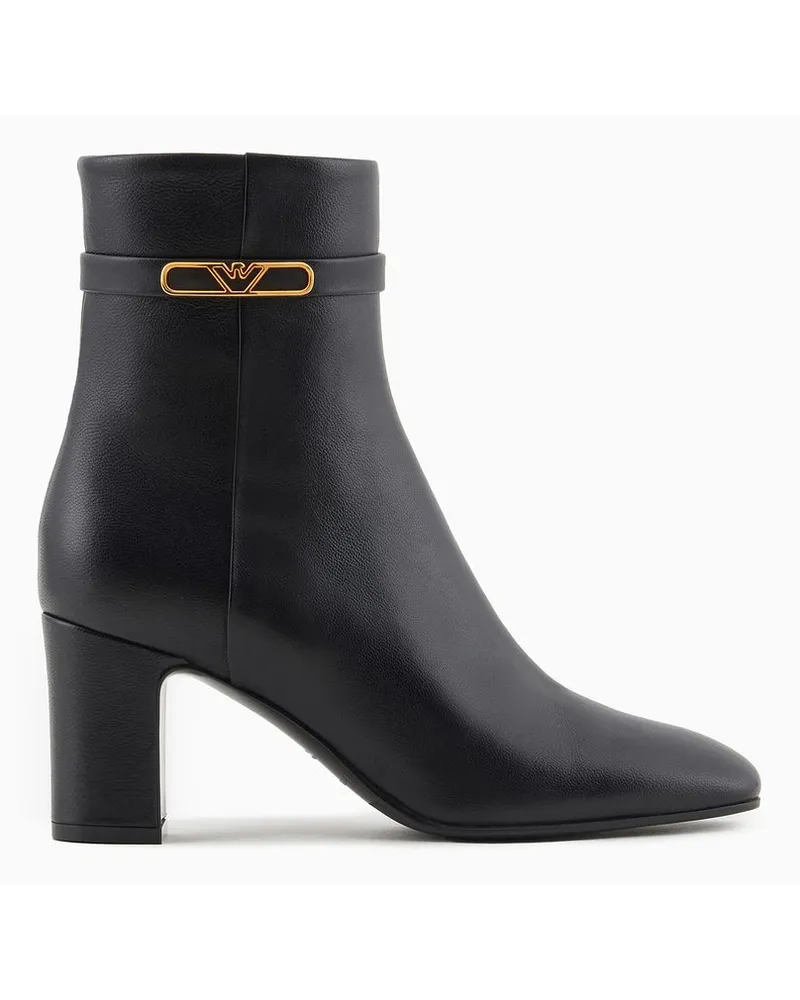 Emporio Armani Ankle-boots aus Nappa mit Adlerplakette Schwarz