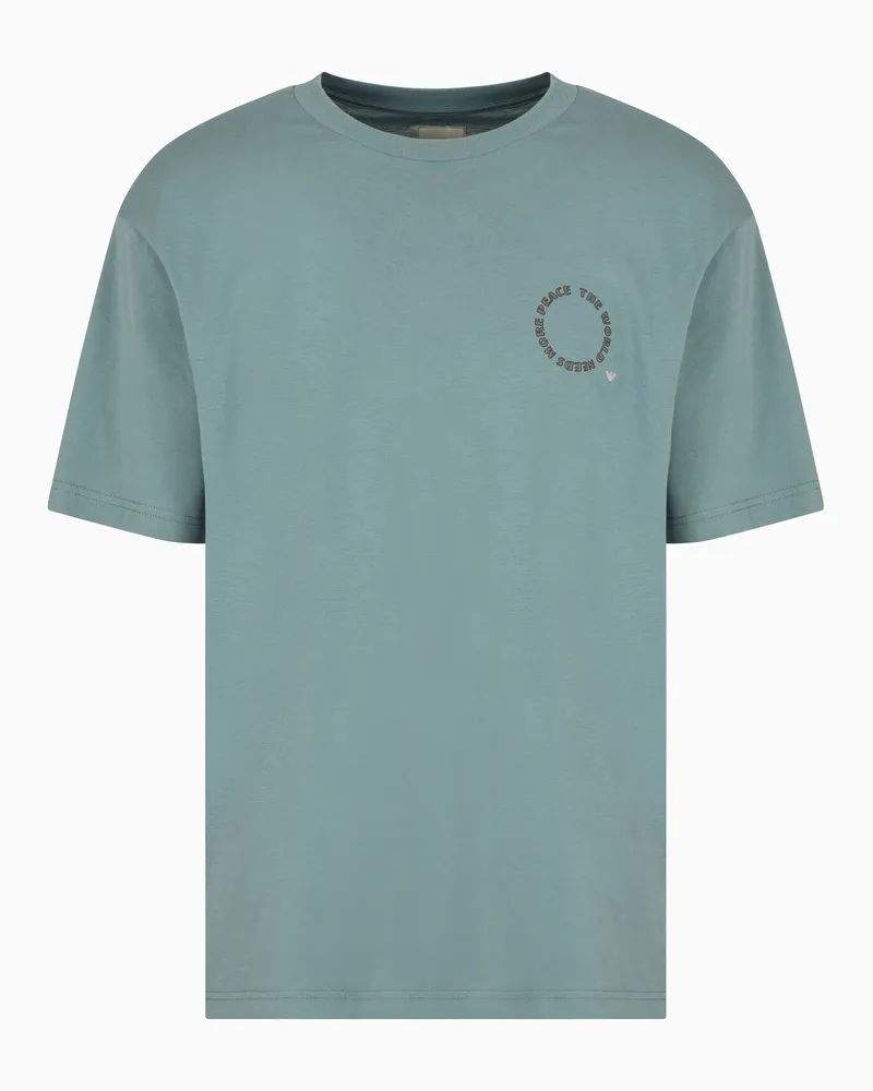Emporio Armani Jersey-T-Shirt mit Maxi-Print der Peace ASV Sonderkollektion Blau