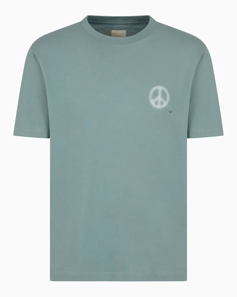 Emporio Armani Jersey-T-Shirt mit Maxi-Print der Peace ASV Sonderkollektion Blau