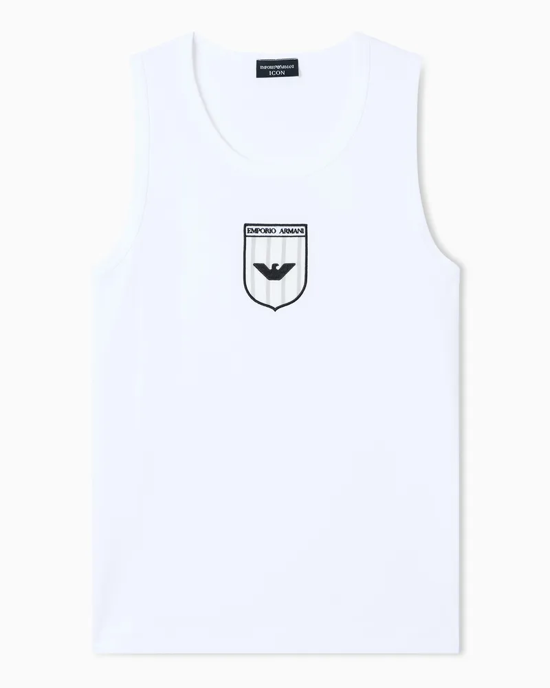Emporio Armani Cotton jersey tank top Weiß