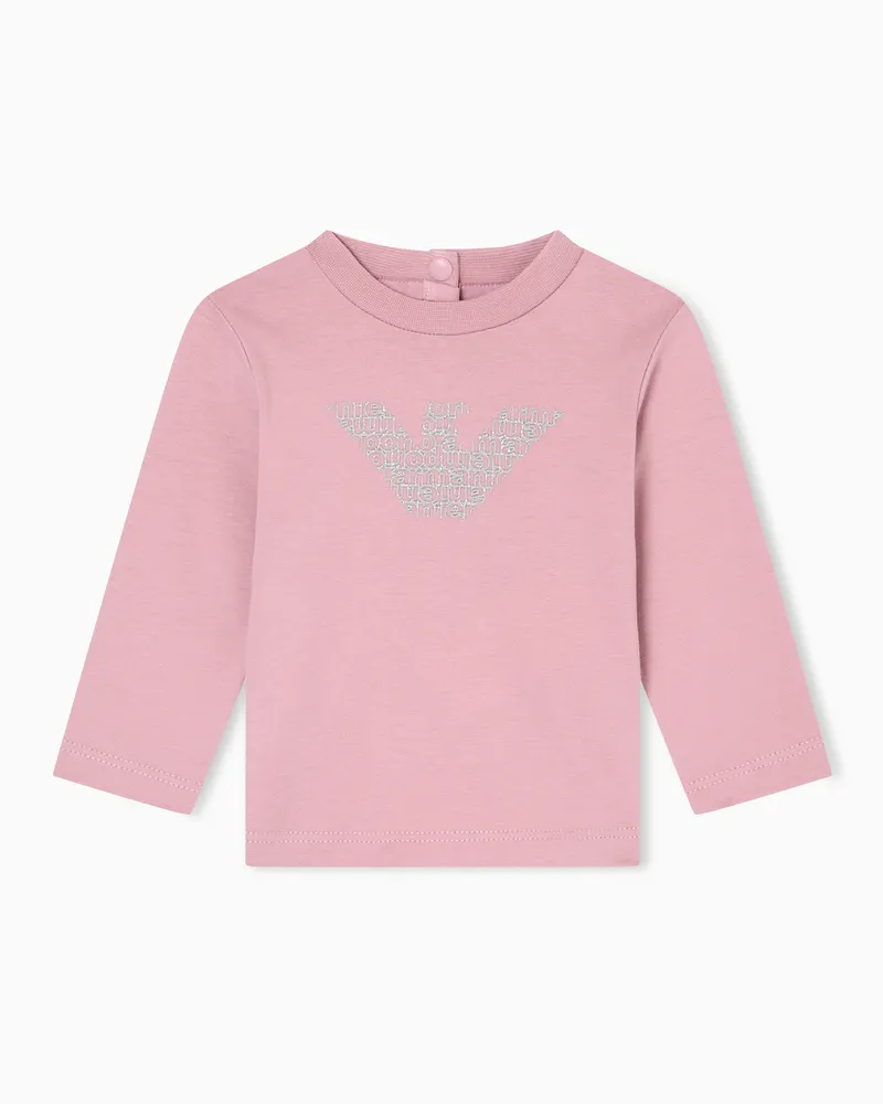 Emporio Armani ASV Pullover aus Jersey mit Glitzer-Logo-Print Pink