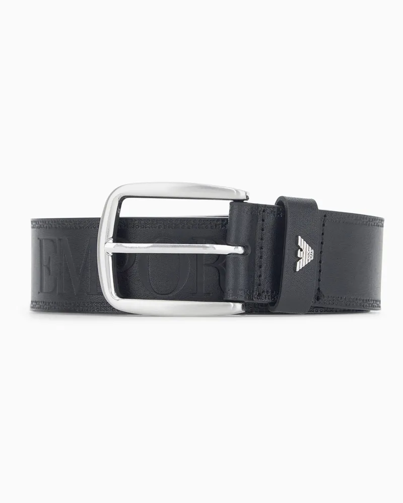 Emporio Armani Gürtel aus glattem Leder mit Dornschließe und Prägung Schwarz