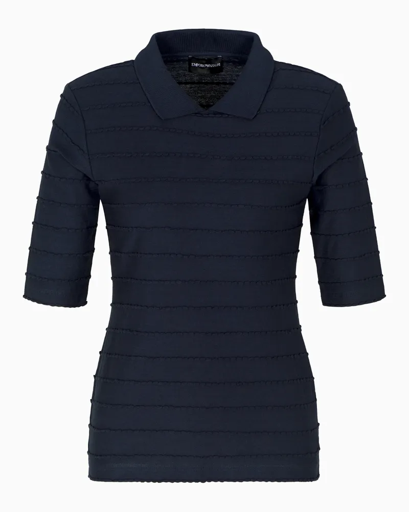 Emporio Armani Poloshirt aus Jersey mit Spitzen-Detail Marineblau