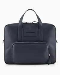 Emporio Armani Businesstasche aus Getrommeltem Leder Marineblau