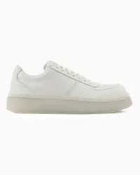 Emporio Armani Sneaker mit Details aus Leder Weiss