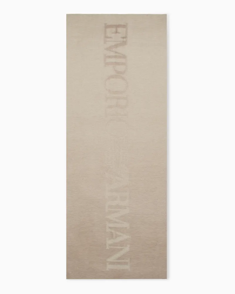 Emporio Armani Stola aus angerautem Stoff mit Maxi-Logo Beige