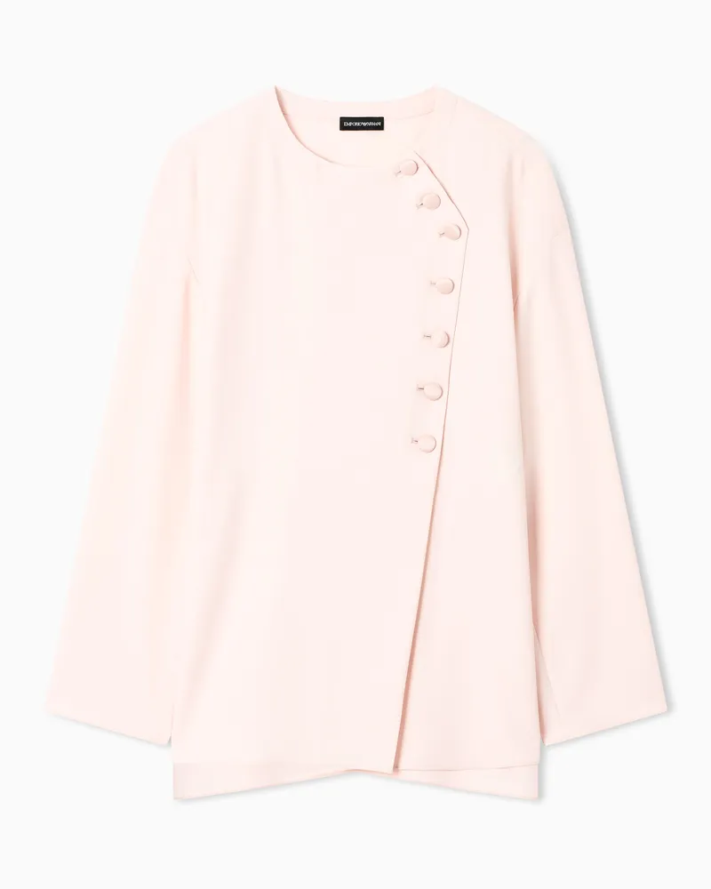 Emporio Armani Bluse aus Funktionscady mit asymmetrischem Verschluss Pink