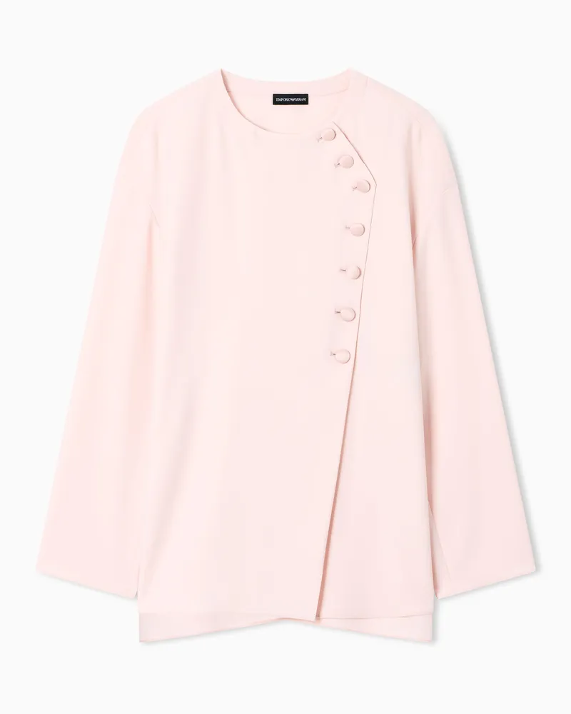 Emporio Armani Bluse aus Funktionscady mit asymmetrischem Verschluss Pink