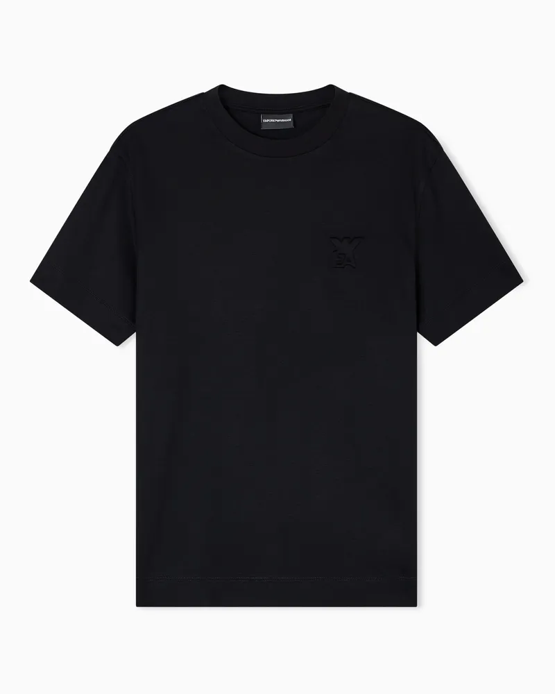Emporio Armani ASV T-Shirt mit gewölbtem Logo, gefertigt aus einer Jersey-Lyocell-Mischung Schwarz