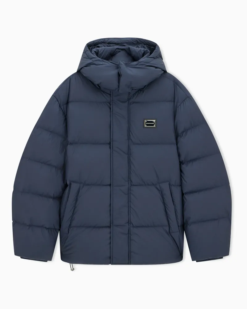 Emporio Armani Wattierte Jacke im Regular Fit aus ultrafeinem Ripstop Marineblau