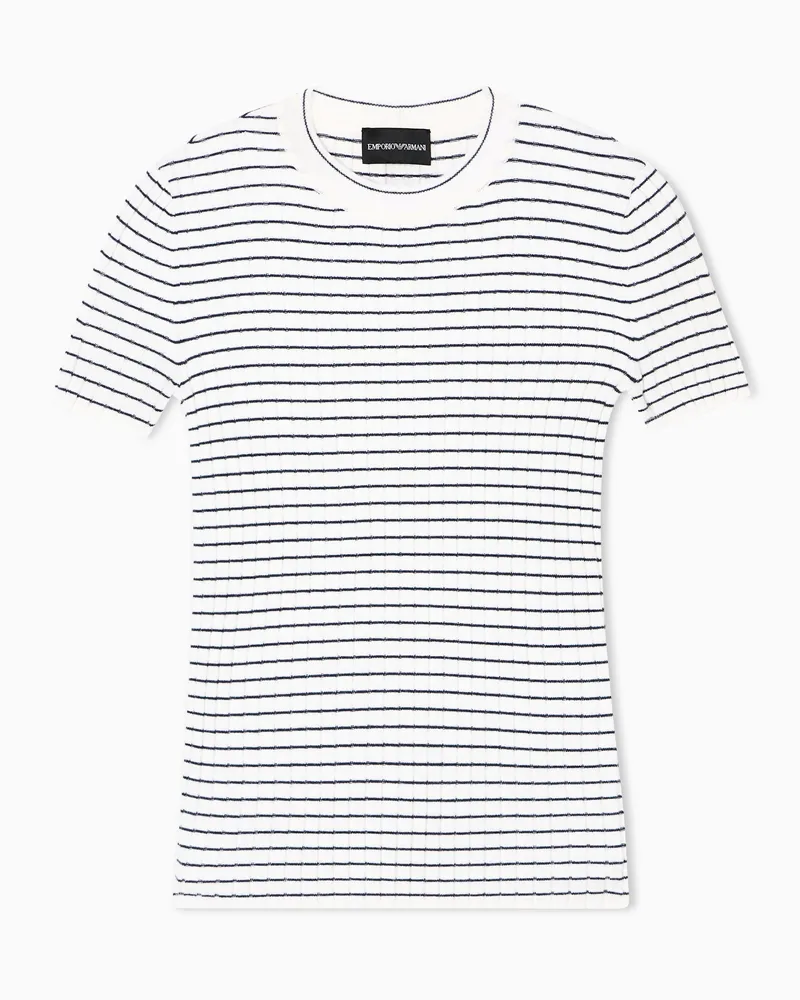 Emporio Armani Geripptes T-Shirt mit Streifen-Muster Weiß