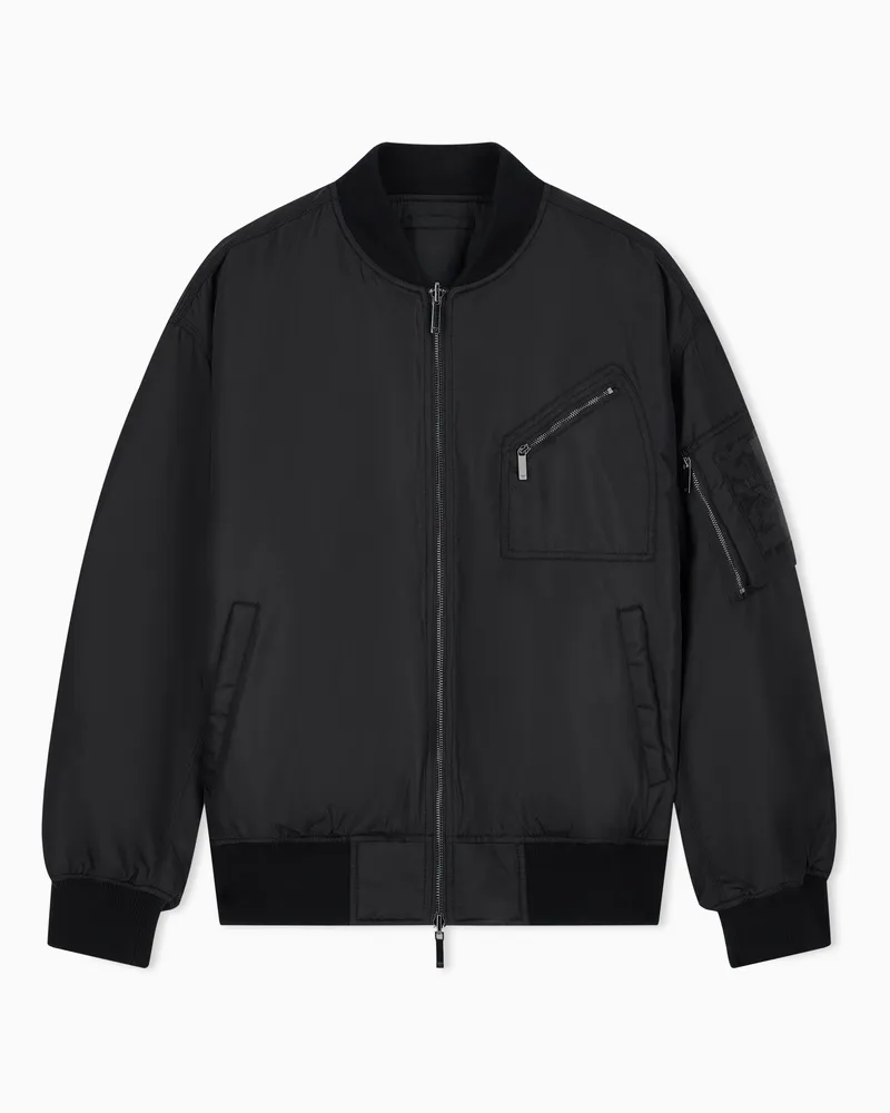 Emporio Armani Blouson aus Polyamid mit einem Reißverschluss und Taschen Schwarz
