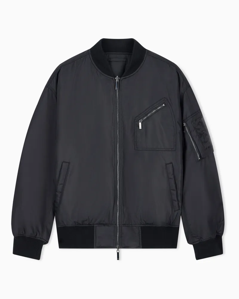 Emporio Armani Blouson aus Polyamid mit einem Reißverschluss und Taschen Schwarz