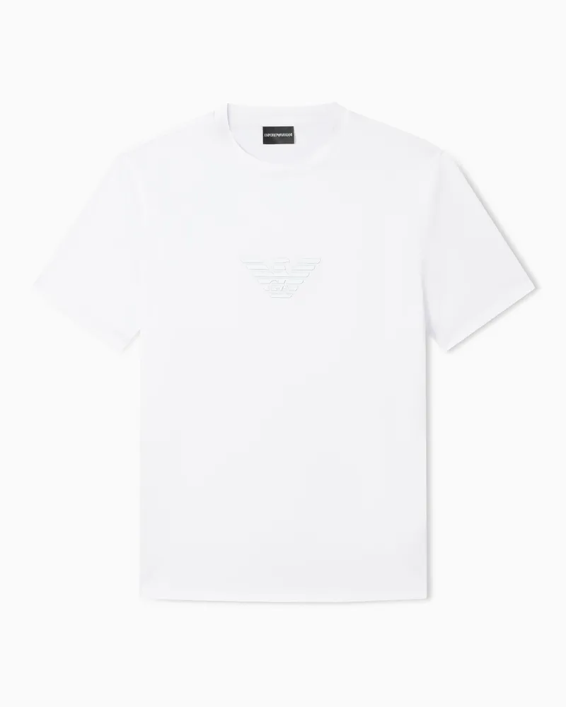 Emporio Armani T-Shirt aus Pima-Jersey mit Logo-Print Weiß