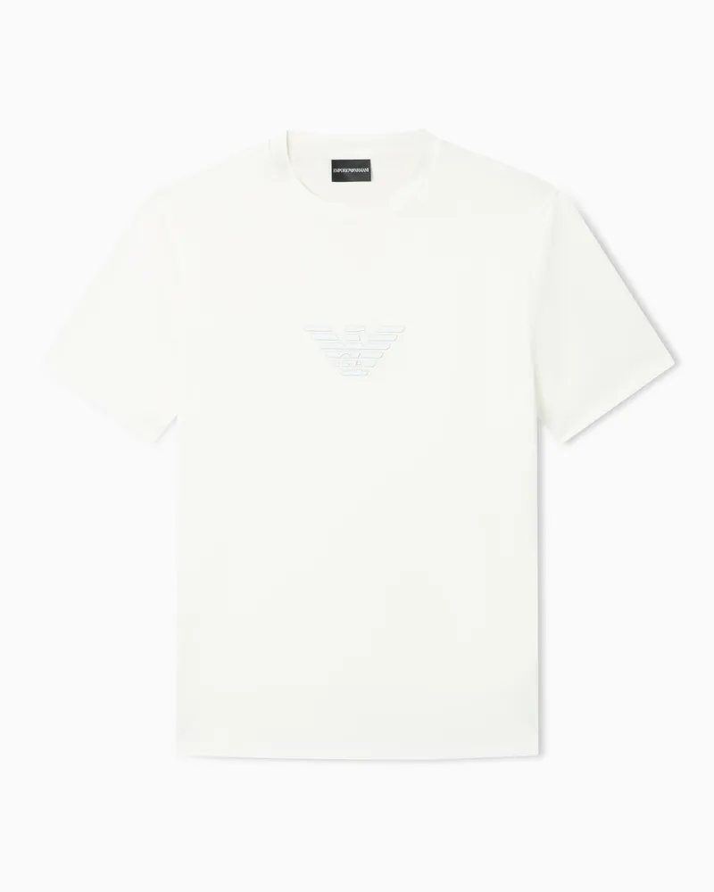 Emporio Armani T-Shirt aus Pima-Jersey mit Logo-Print Weiß