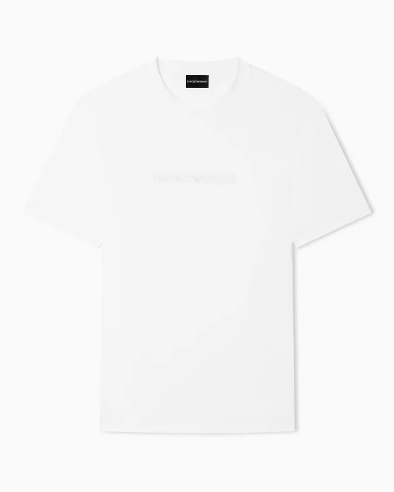 Emporio Armani T-Shirt aus Pima-Jersey mit Logo-Print Weiß