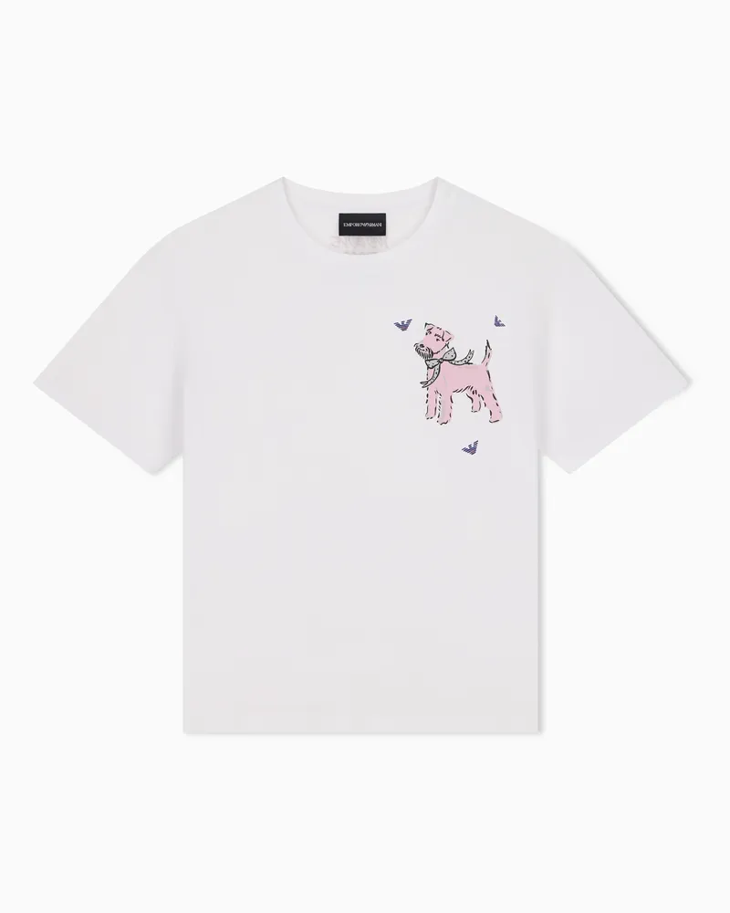 Emporio Armani Regular Fit T-Shirt aus Pima-Baumwolljersey Weiß