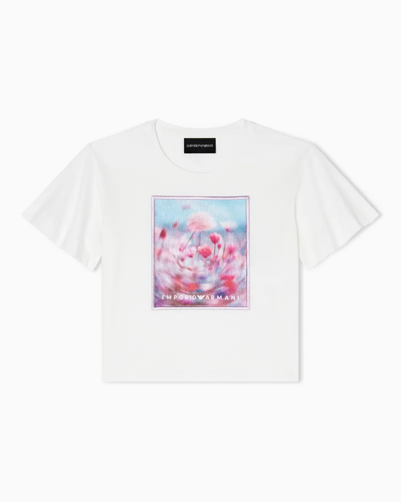 Emporio Armani T-Shirt aus Jersey mit Blumen-Print Weiß