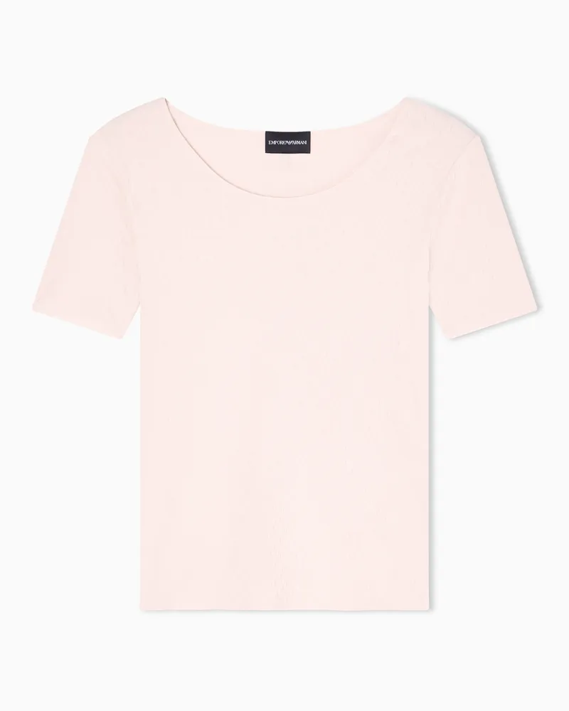 Emporio Armani Pullover aus Jersey in Jacquard-Stoff-Verarbeitung mit Reliefmuster Pink