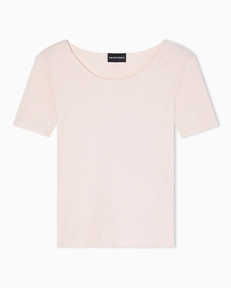 Emporio Armani Pullover aus Jersey in Jacquard-Stoff-Verarbeitung mit Reliefmuster Pink
