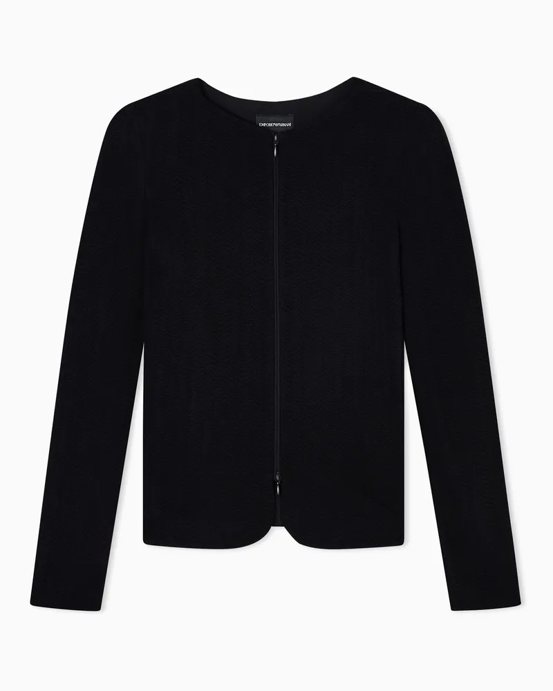Emporio Armani Jersey-Jacke mit Reißverschluss und Chevron-Motiv Schwarz