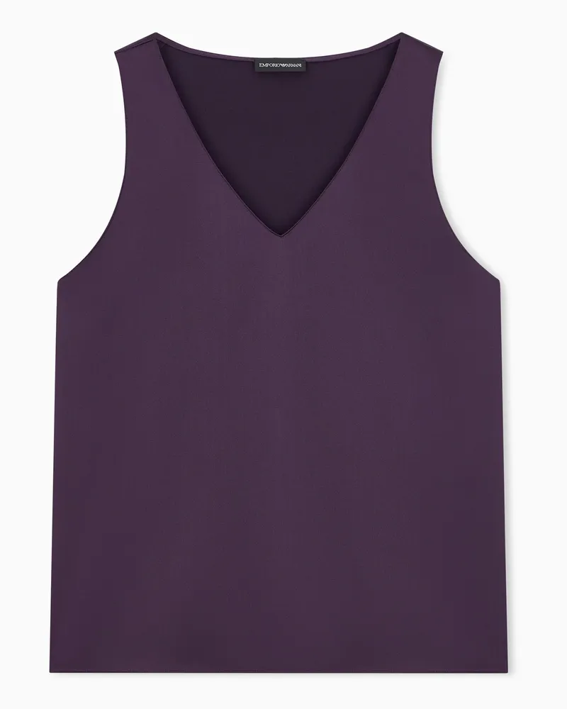 Emporio Armani Top aus Seiden-Satin mit V-Ausschnitt Essential Violett