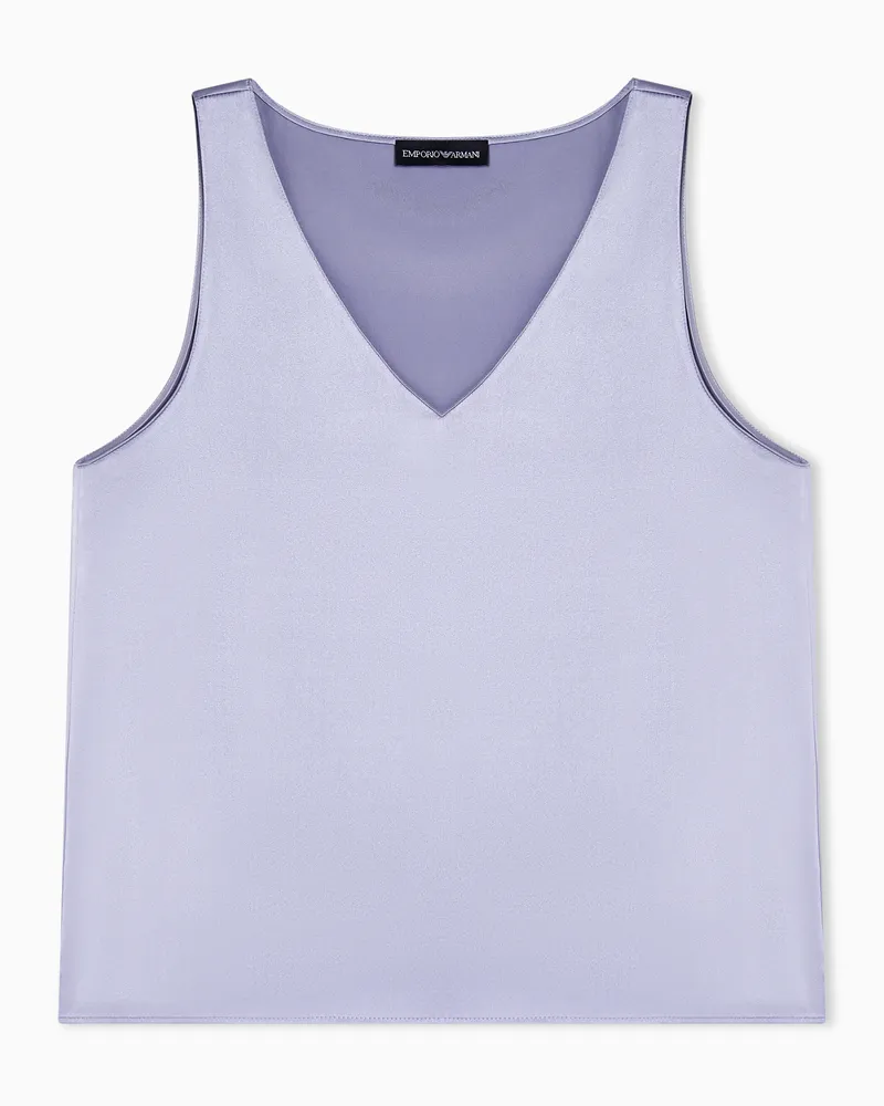 Emporio Armani Top mit V-Ausschnitt aus Seiden-Satin Violett