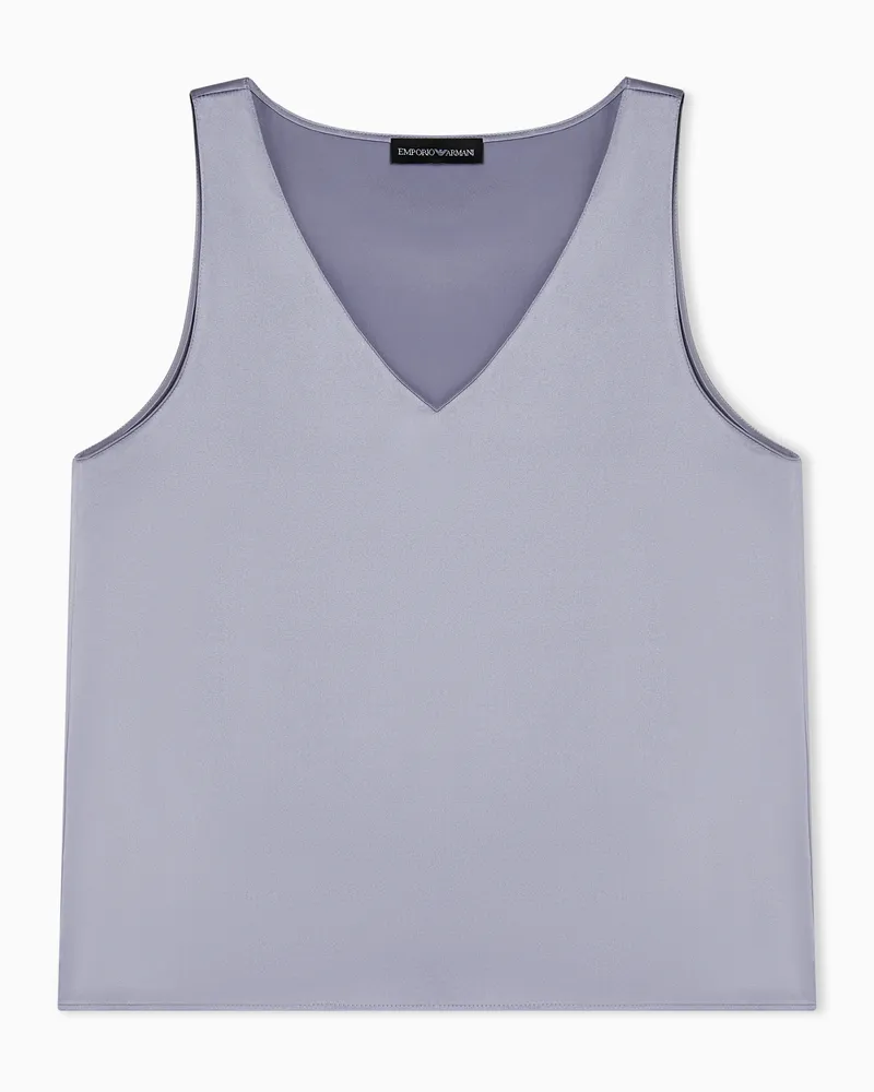Emporio Armani Top mit V-Ausschnitt aus Seiden-Satin Violett