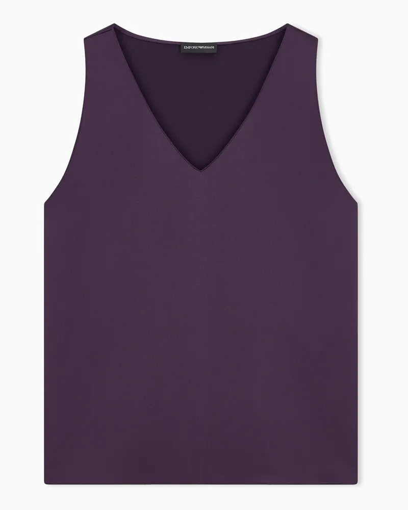Emporio Armani Top aus Seiden-Satin mit V-Ausschnitt Essential Violett