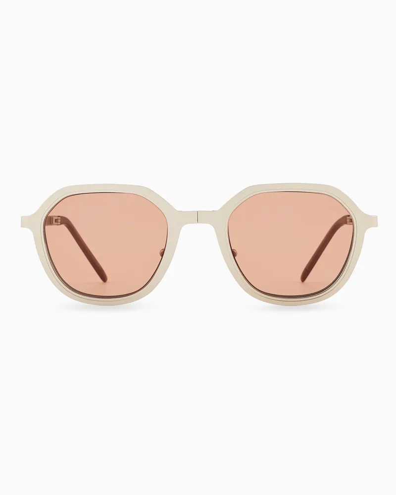 Emporio Armani Faltbare Unisex-Sonnenbrille mit unregelmäßig geformter Fassung Goldfarben