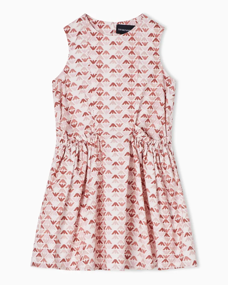Emporio Armani Ärmelloses Kleid aus Popeline mit Allover-Print Pink