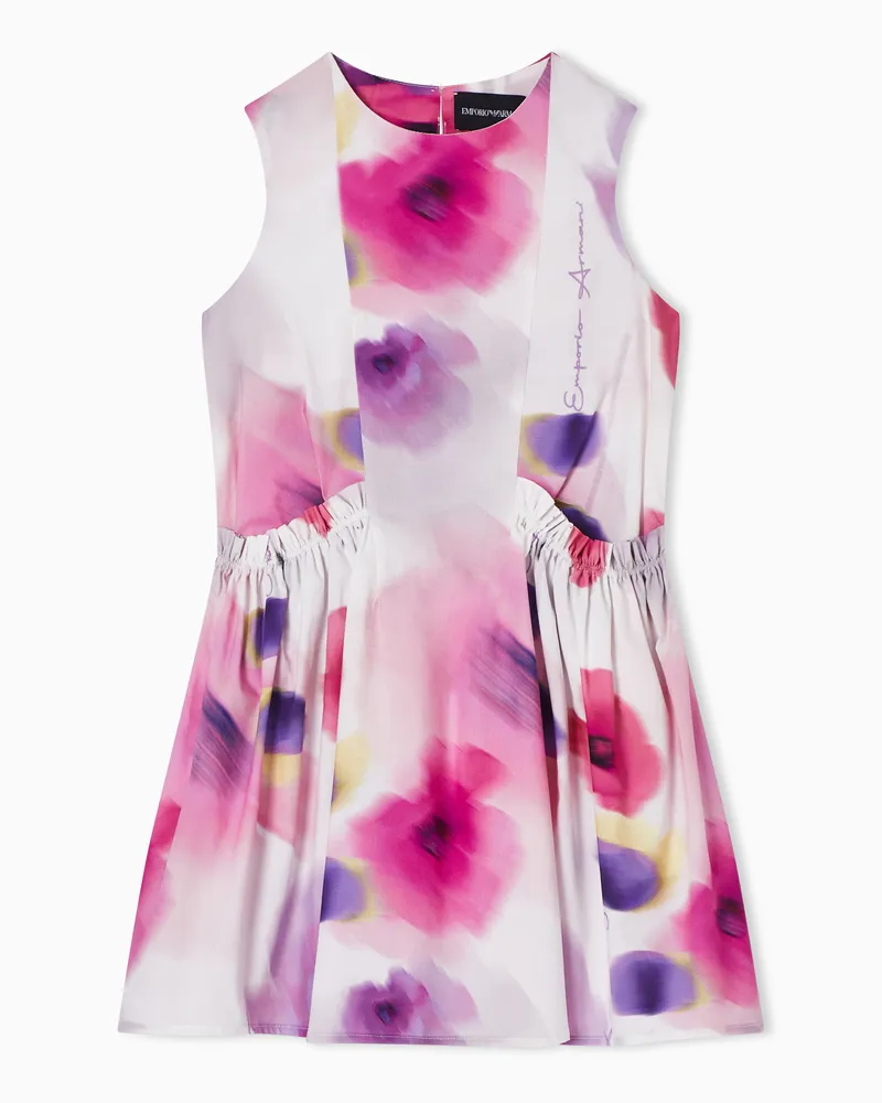 Emporio Armani Ärmelloses Kleid aus Popeline mit Allover-Print Pink