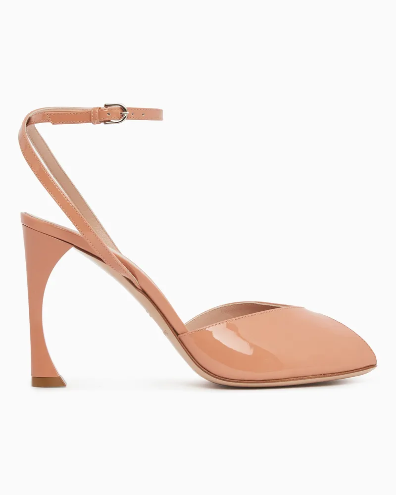 Emporio Armani Sandalen aus Lackleder mit Absatz und offener Zehenpartie Pink