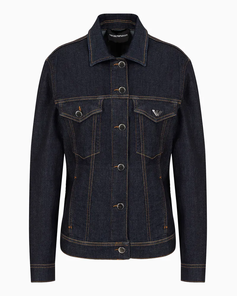 Emporio Armani Jacke aus Komfort-Denim in Rinse-Waschung Blau