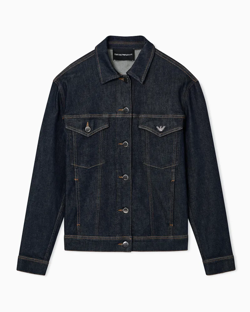 Emporio Armani Jacke aus Komfort-Denim in Rinse-Waschung Blau