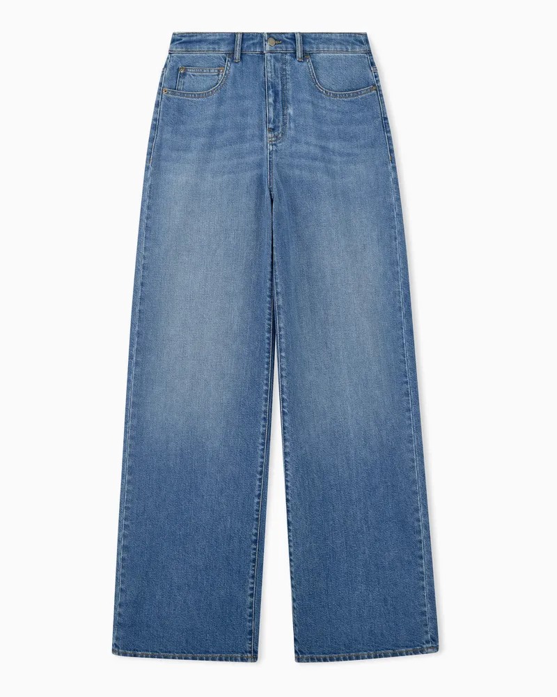 Emporio Armani Weite 5-Pocket-Jeans im Vintage-Look aus Baumwolldenim Blau