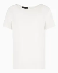 Emporio Armani Bluse mit Kurzen Ärmeln aus Seidensatin Weiss