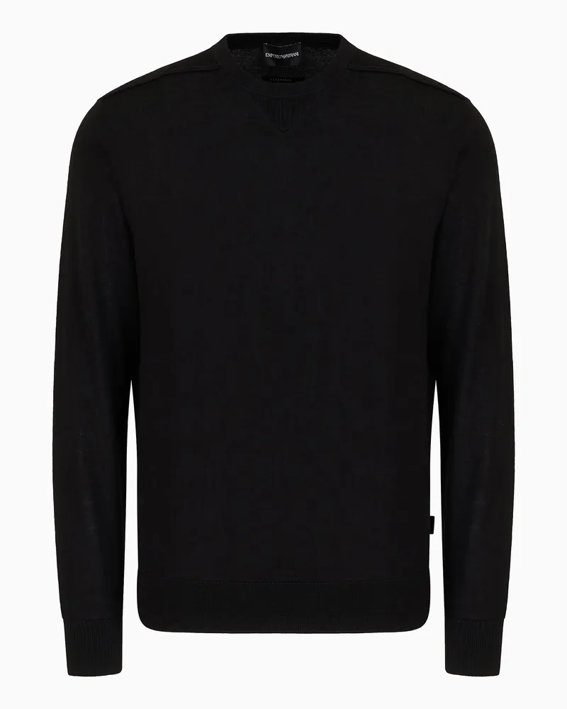 Emporio Armani ASV Pullover aus Woll-Lyocell-Mischung Schwarz