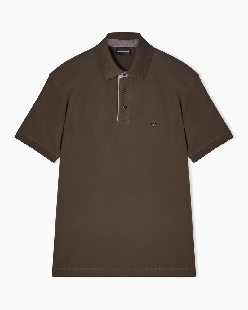 Emporio Armani Stretch piqué polo shirt Braun
