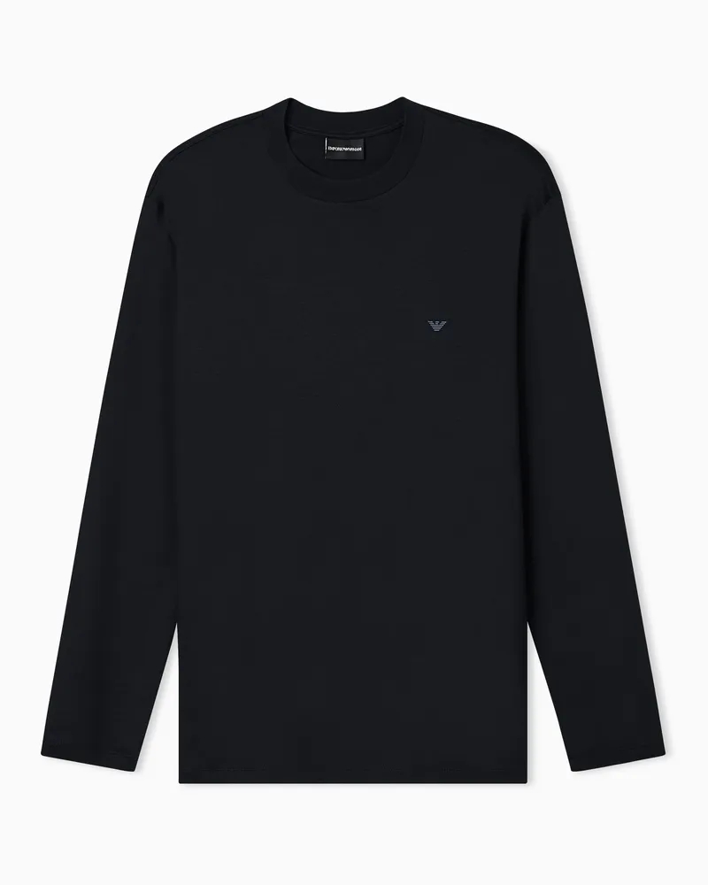 Emporio Armani Jersey-Pullover aus einer Lyocell-Mischung Marineblau