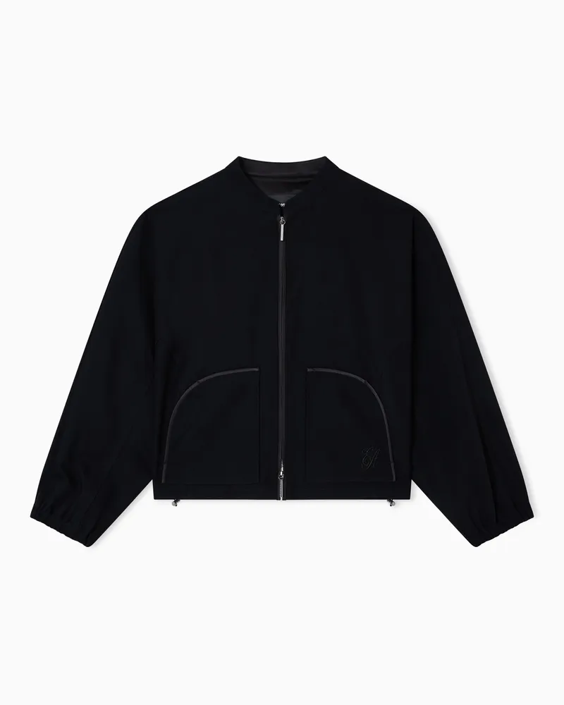 Emporio Armani Blouson aus Techno-Cady mit Logo-Stickerei Schwarz