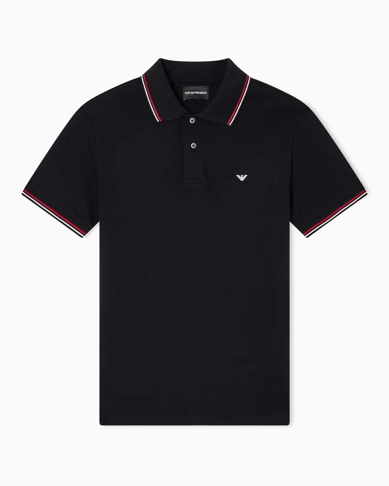 Emporio Armani Poloshirt Slim Fit aus Pikee mit Stretchanteil und Mikro-Adler Schwarz