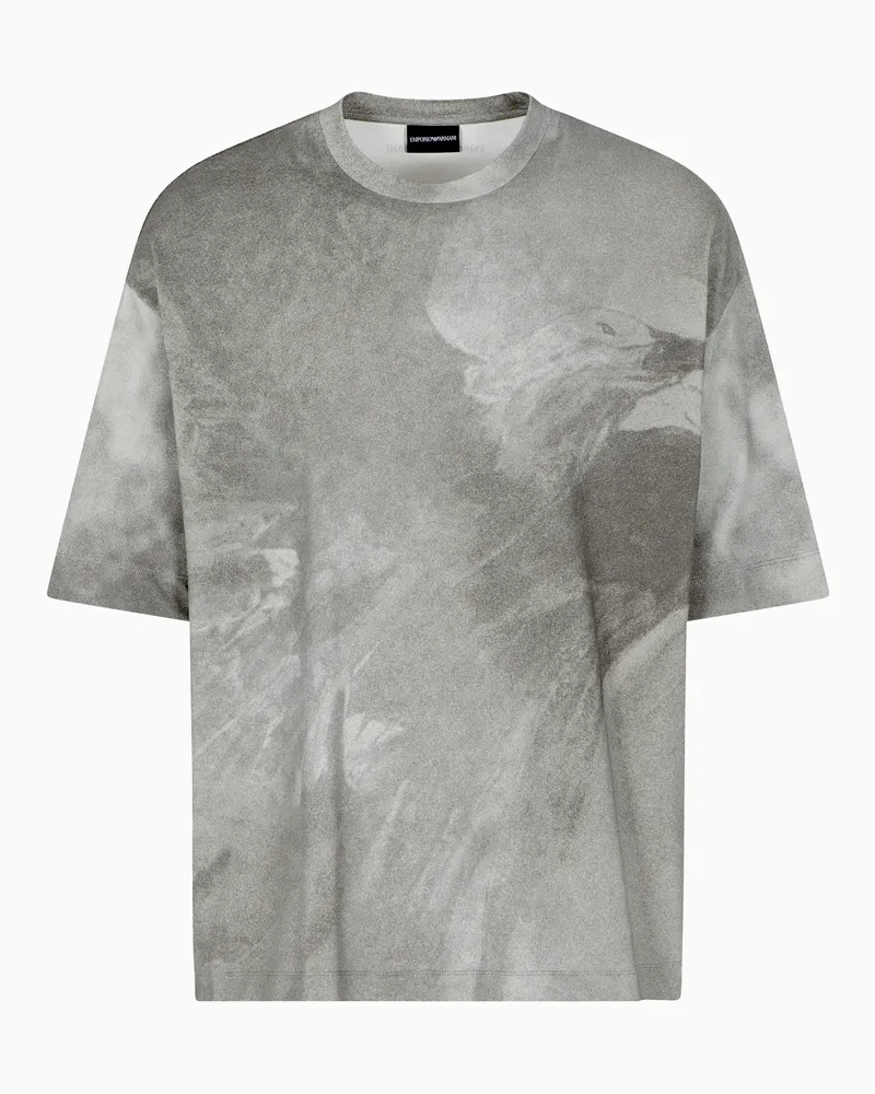 Emporio Armani ASV T-Shirt aus Jersey mit Maxi-Adlerprint Gemustert