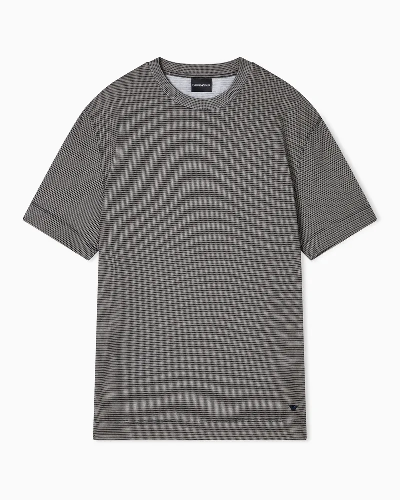 Emporio Armani Lyocell blend jersey T-shirt with all-over micro pattern print Beige