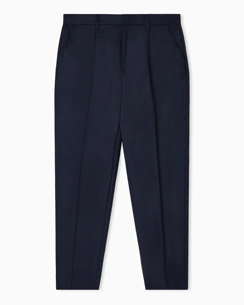 Emporio Armani Hose aus Stretch-Twill, gefertigt aus Schurwolle Marineblau