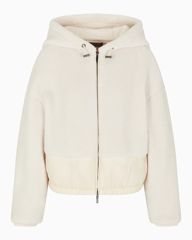 Emporio Armani Blouson mit Reißverschluss und Sherpa-Kapuze Beige