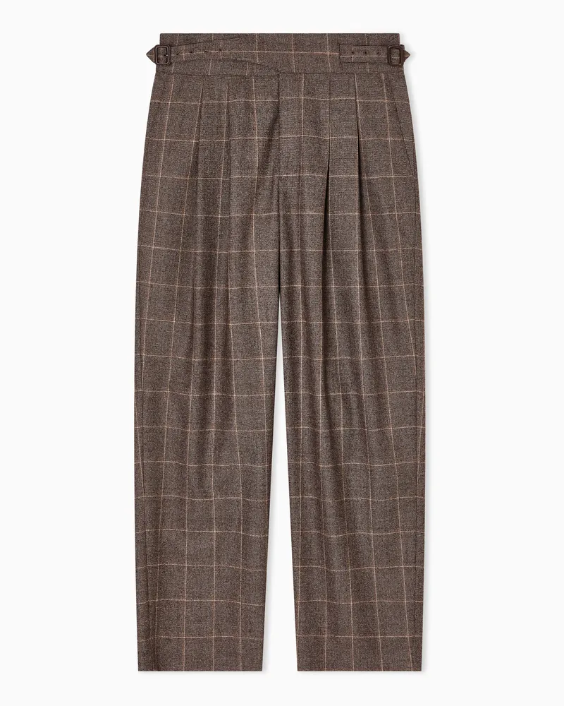 Emporio Armani Hose mit Bundfalte aus Flanell mit Karo-Muster Braun